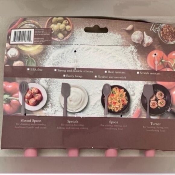 4pcs Pink Silicone Cooking Utensil Set - Picture 3 of 9